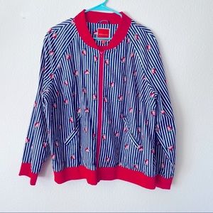 Modcloth Striped Strawberry 🍓 Bomber Jacket size 2X